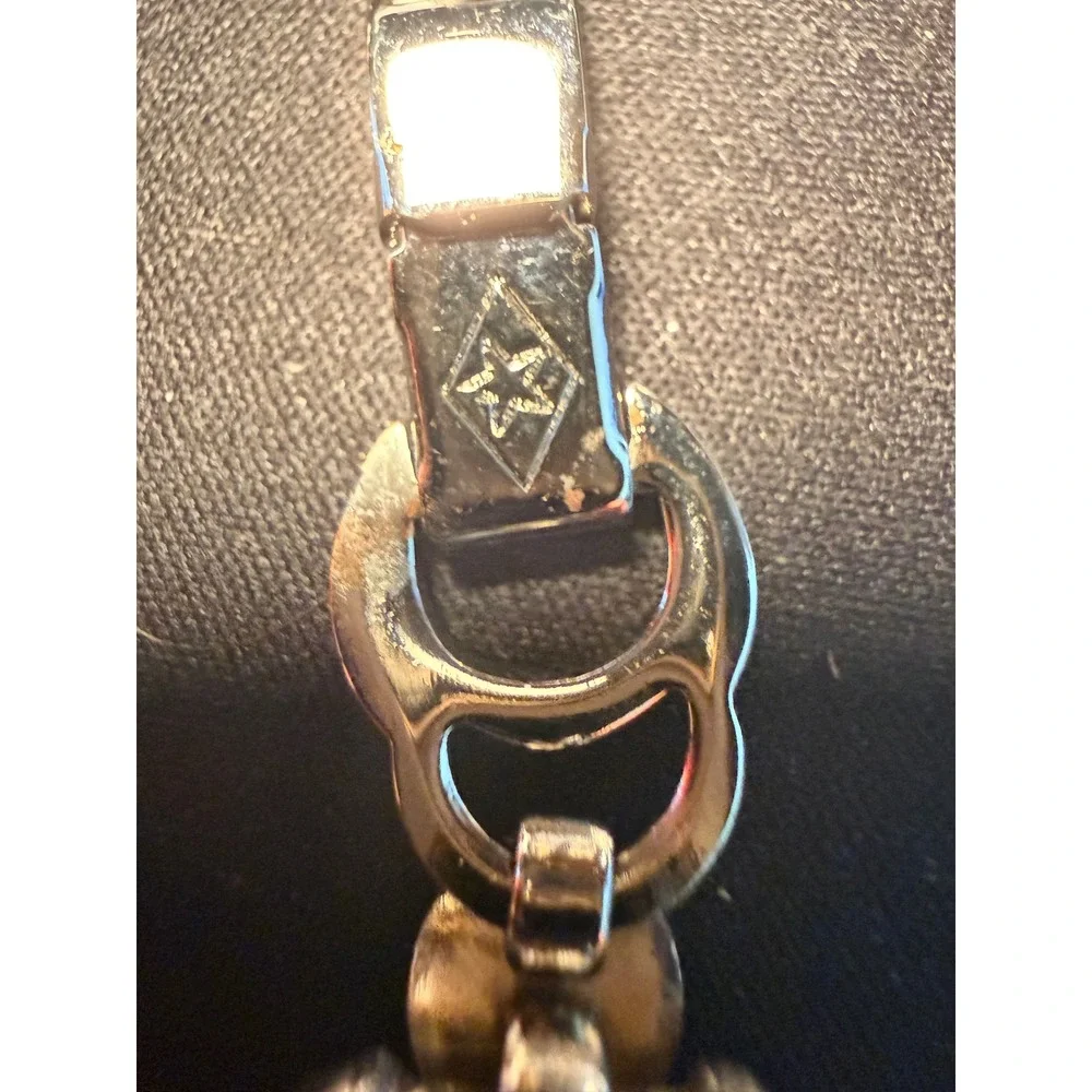 Vintage Ballou Silver Tone Comet Leaf Link Bracelet Star in Diamond Signed 7in